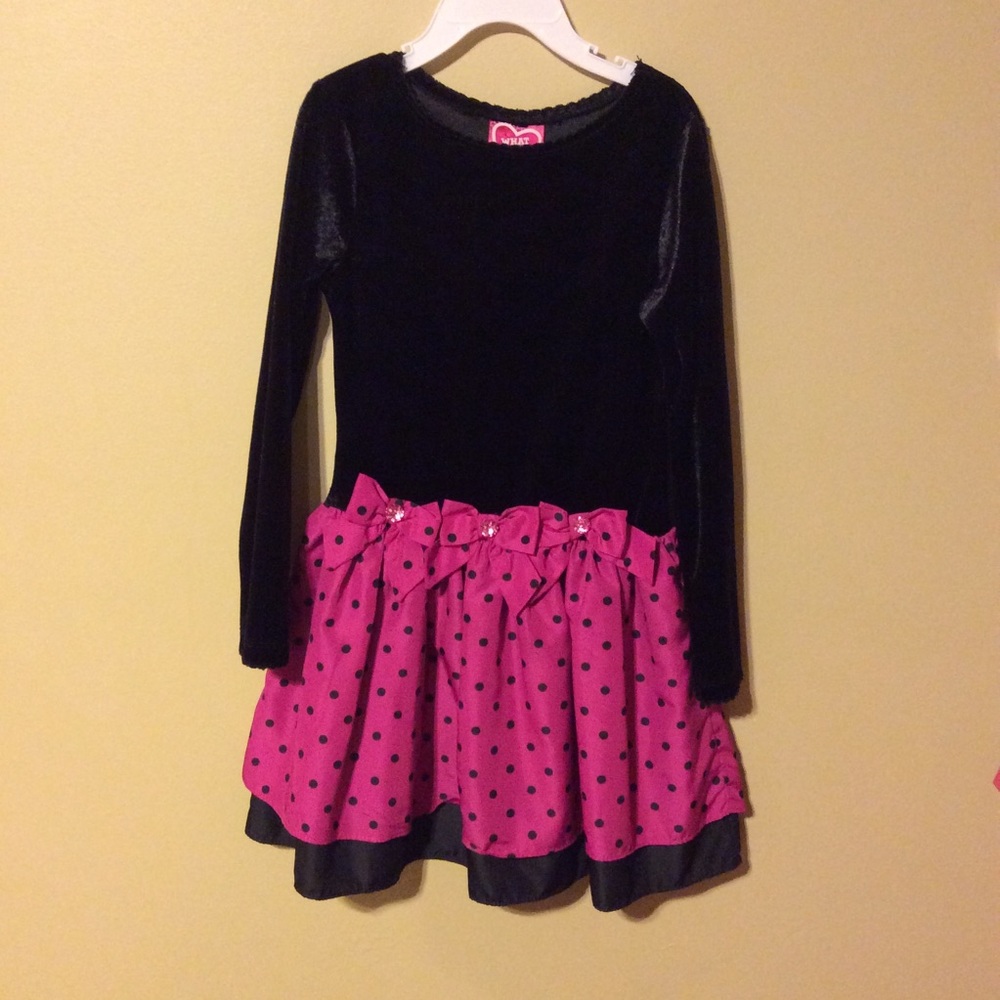 Girls 6/6X Dress in Black and Pink
